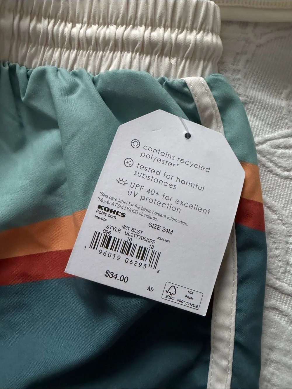 Little co 24m new Kids Surf Club Rash Guard Set - Mint, Cream, Teal, Orange